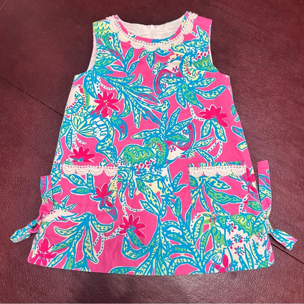 EUC Lilly Pulitzer Floral 100% Cotton Sleeveless Shift Dress 2T